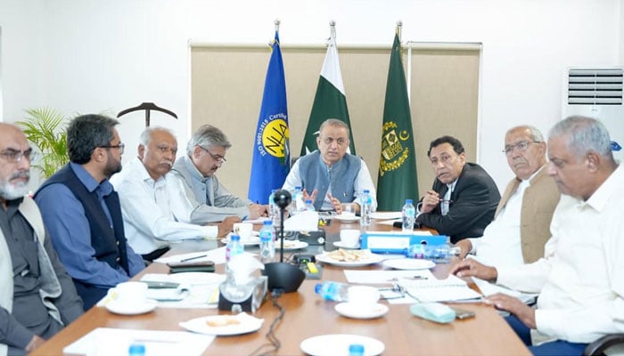 Federal Minister for Communications Abdul Aleem Khan chairing a meeting on April 14, 2026. — PID