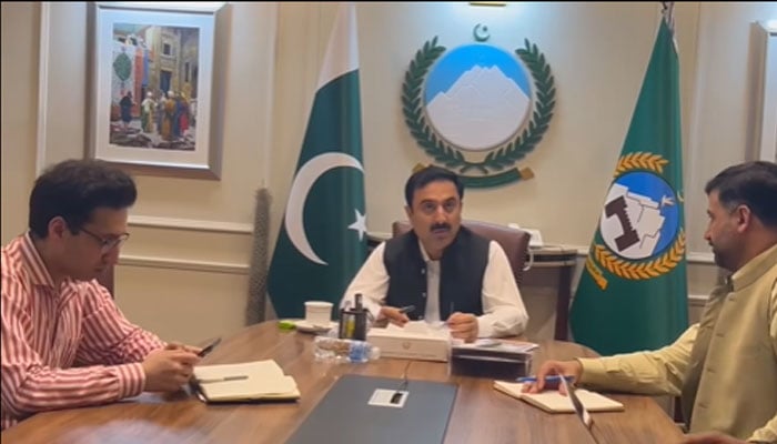 Chief Secretary Shahab Ali Shah chairing a meeting on April 14, 2026. — Facebook@CSKPOfficial/Screengrab