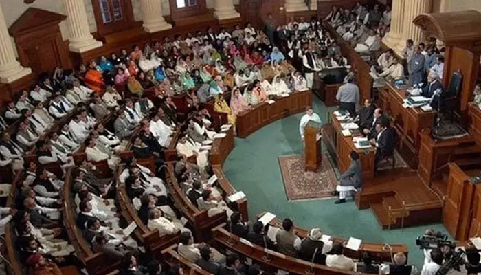 The representational image shows the inside view of the Punjab Assembly with an in-progress session . — APP/File