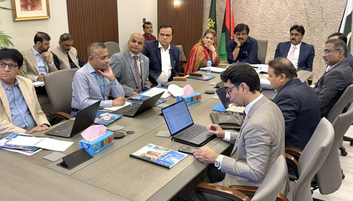 Sindh Minister for Education Syed Sardar Ali Shah chairing a meeting on April 14, 2026. — Facebook@sardarshah.offical