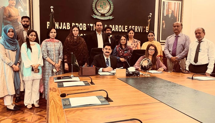Punjab Universitys Department of Gender Studies and Punjab Probation and Parole Service (PPPS) Lahore signing an MoU at the office of the PPPS, Home Department on April 14, 2026. — Facebook@punjabprobationandparoleservice