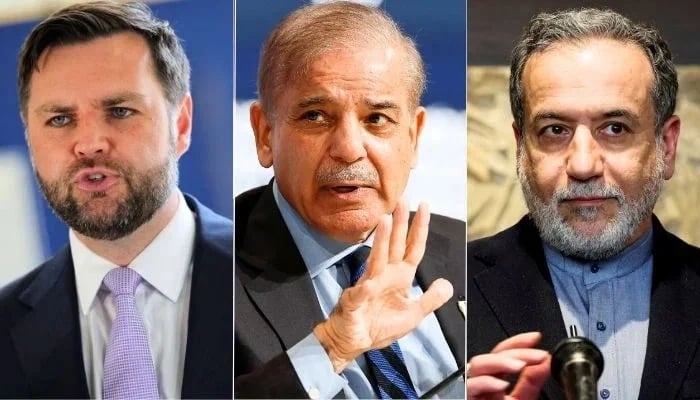(From left) US Vice President JD Vance, Prime Minister Shehbaz Sharif and Iran’s Foreign Minister Abbas Araghchi. — Reuters/File