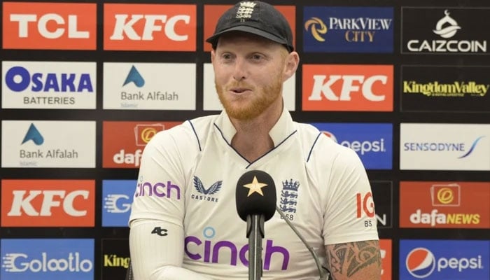 England Test captain Ben Stokes addresses a press conference at the Rawalpindi Cricket Stadium on December 5, 2022. — X/@TheRealPCB