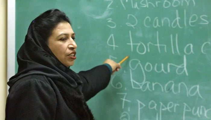 The representational image shows a teacher taking a class at a school.  — Geo News/File