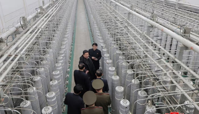 North Korean leader Kim Jong Un visits the countrys nuclear material production base and nuclear weapons institute, at an undisclosed location in North Korea, in this photo released by North Koreas official Korean Central News Agency on January 29, 2025.—Reuters