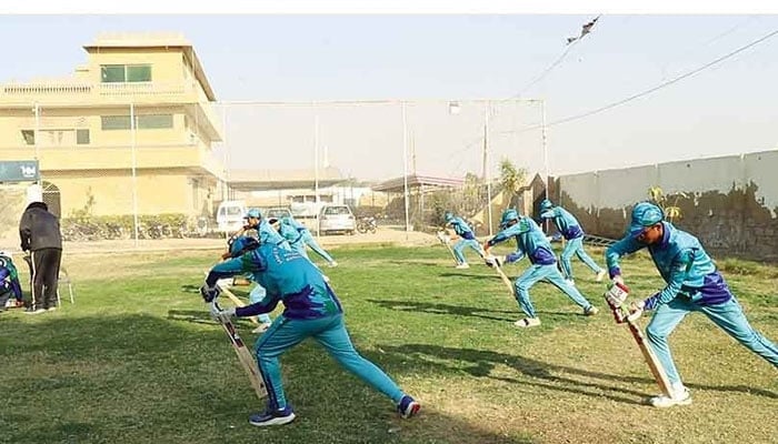 Young cricketers can be seen during practice. —TheNews/File