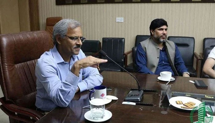 Water and Sanitation Agency (WASA) Managing Director (MD) Ghufran Ahmed chairs a meeting image released on June 23, 2022. — Instagram/pitbofficial