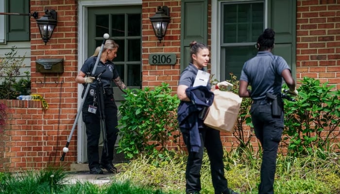 Police officers work at the home of former Virginia Lieutenant Governor Justin Fairfax, after he shot and killed his wife Cerina Fairfax and himself, according to police, in Annandale, Virginia, US April 16, 2026.—Reuters