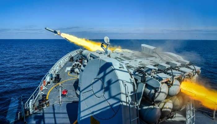 Pakistan Navy conducts live weapon firing of FM-90(N) ER Surface-to-Air Missile in the North Arabian Sea on December 15, 2025. — X@dgprPaknavy