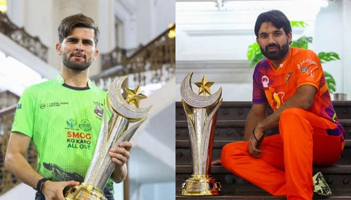 This collage of pictures shows Lahore Qalandars skipper Shaheen Afridi (left) and Rawalpindiz captain Mohammad Rizwan. — PCB/File