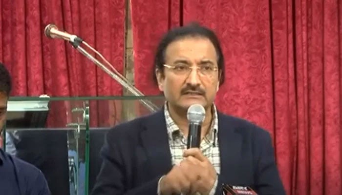 Pakistan Peoples Party (PPP) Lahore President Faisal Mir speaking to the media on March 24, 2026. — Screengrab via Facebook@PPP Central Punjab