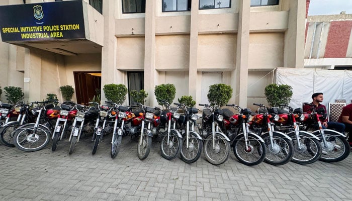 The image shows the motorcycles recovered by the Islamabad police, returned to their owners on April 18, 2026. — Facebook@islamabadpolice