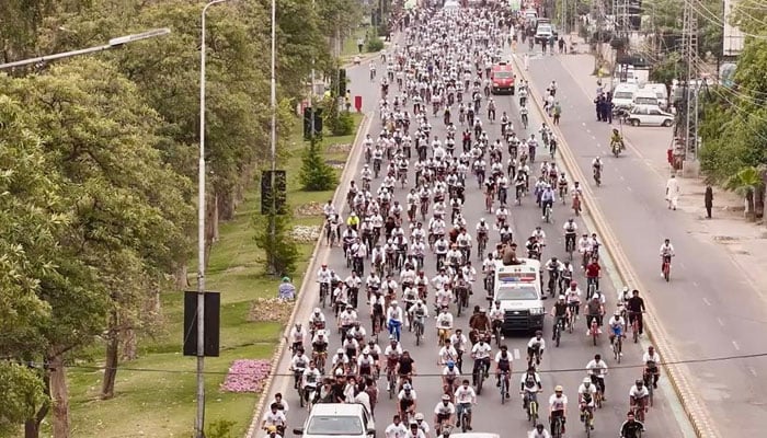 Participants take part in the Chief Minister Punjab National Marathon and Cycling Race on April 19, 2026. — Facebook/Maryam Nawaz Sharif