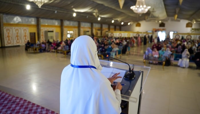 A speaker addressing the event, April 19, 2026. —Facebook@jiislamabad