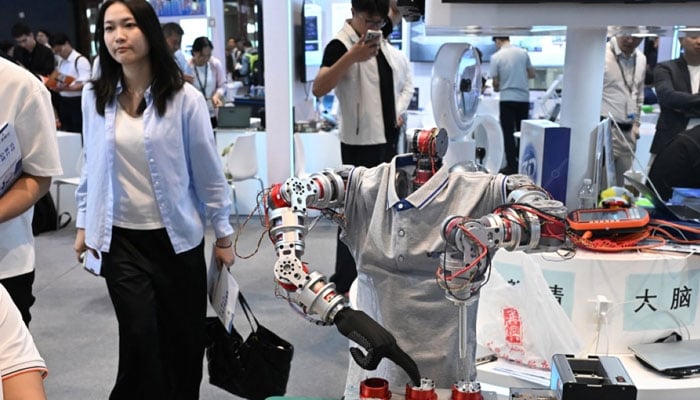 This representational image shows a robot at the Hong Kong InnoEx 2026 Robot and AI Fair at the Convention and Exhibition Centre in Hong Kong.—AFP