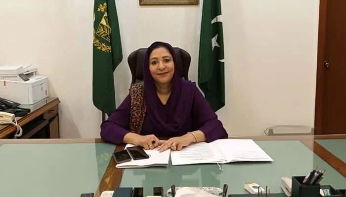 Minister of State for Federal Education and Professional Training, Wajiha Qamar looks on in this image. — mofept.gov.pk/File