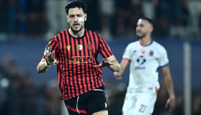 Ahmed Khaldi of USM Alger celebrates goal during the CAF Confederation Cup 2025/26 2nd leg Semifinal match between OC Safi and USM Alger at El Massira Stadium in Safi, Morocco on 19 April 2026. —AFP