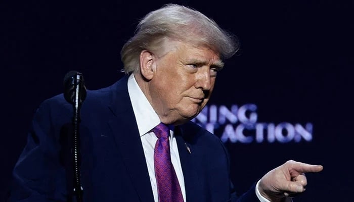 US President Donald Trump points his finger during a Turning Point USA event at Dream City Church in Phoenix, Arizona, US, April 17, 2026. — Reuters