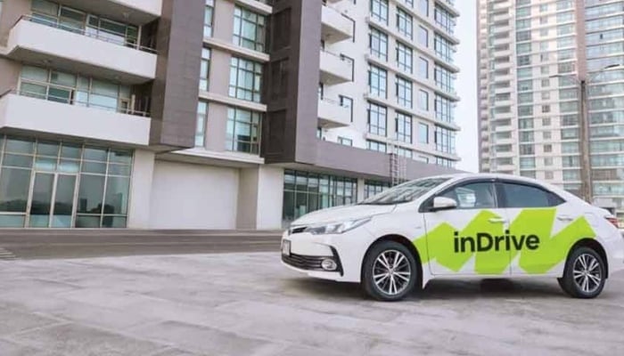 The representational  image displays a car branded with the logo of ride-hailing service inDrive. — inDrive/File
