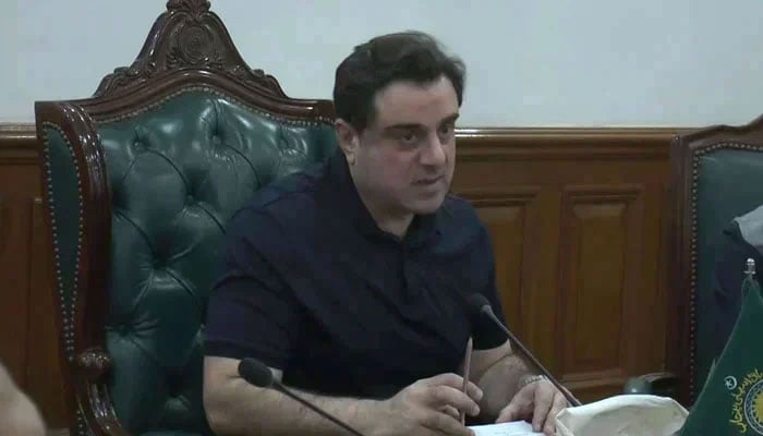 In this still, Punjab Minister for Housing and Urban Development, Bilal Yaseen  presides over a meeting on May 26, 2024. — Facebook/Bilal Yasin