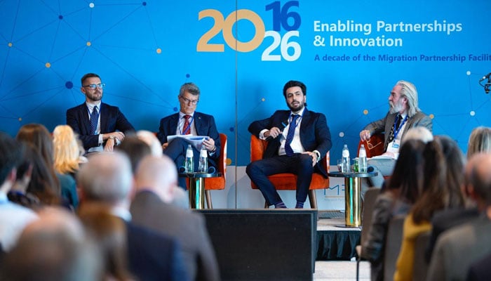 Director FIA Balochistan Zone, Muhammad Behram Khan representing Pakistan at 10th Anniversary Conference of the Migration Partnership Facility, held in Brussels on April 14-15, 2026. — Facebook@FIAAgencyOfficial/File