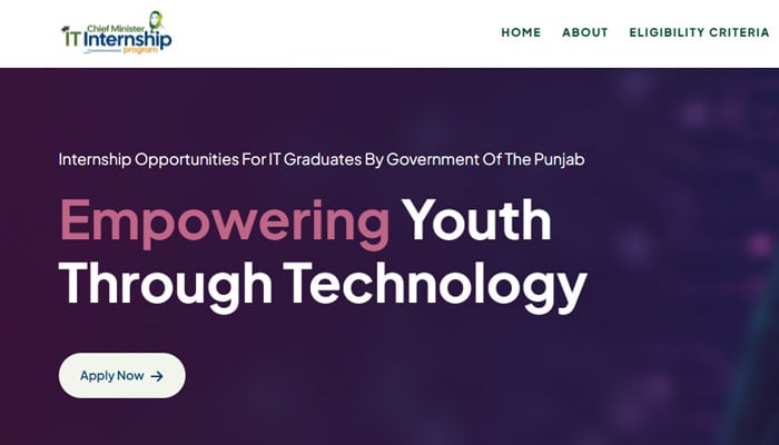 The image shows the homepage of the CM IT Internship Programme website. — cmitinterns/File