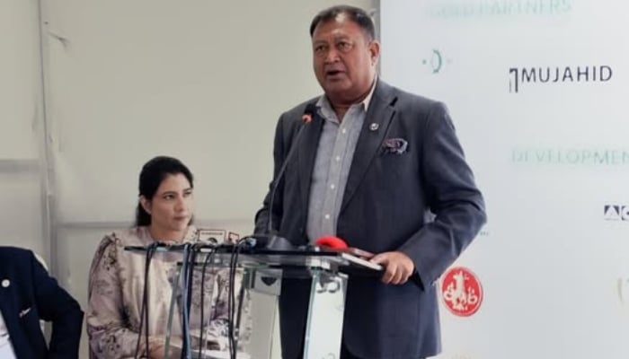 Mr. Chandi Raj Dhakal, Vice President (Nepal Chapter) and incoming President of SAARC CCI addressing the august gathering on the occassion of SAARC CCI Headquarters Building Inauguration ceremony on April 18, 2026 in Islamabad, Pakistan.—Facebook@SAACCI