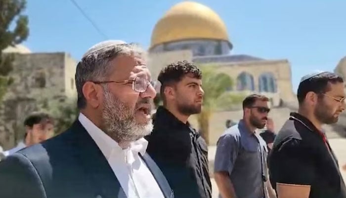 Israeli National Security Minister Itamar Ben-Gvir visits Al-Aqsa compound in Jerusalems Old City August 13, 2024, in this screengrab obtained from a handout video. — Reuters