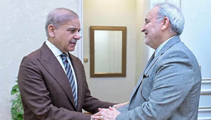 Prime Minister Shehbaz Sharif and Iran’s Ambassador in Pakistan Reza Amiri Moghadam. —APP/File