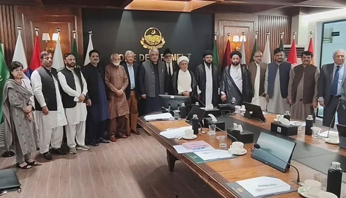 Punjab  Minister and Chairman Cabinet Committee on Law and Order Khawaja Salman Rafique meets religious scholars on April 23, 2026. — Facebook@SalmanRafiquePK