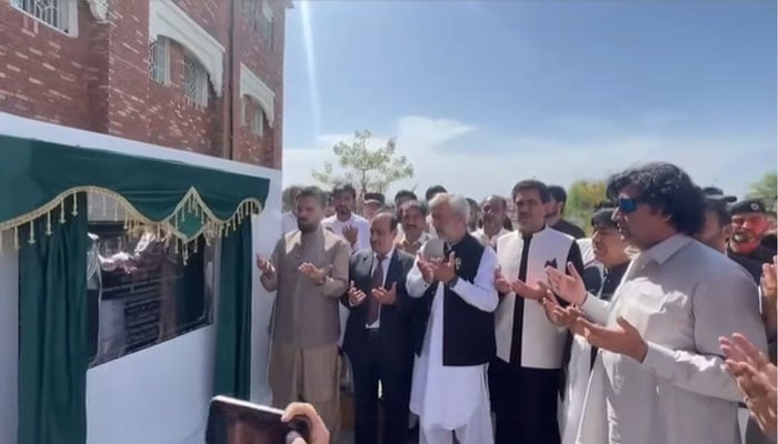KP Minister for Higher Education Meena Khan Afridi formally inaugurates the solarisation project in the new academic block of the Abdul Wali Khan University Mardan  on April 23, 2026. — Facebook@IMeenaKhanOfficial/Screengrab