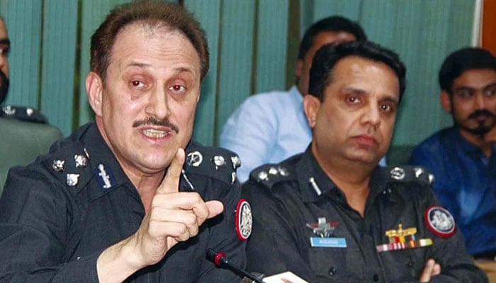 Karachi police chief Azad Khan speaks at the press conference in this undated image. —Online