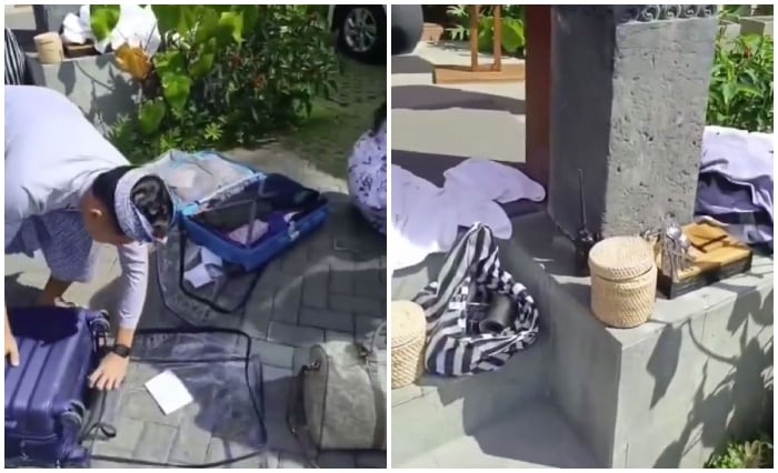 Indian tourists, who stayed at Ubud, Bali (Indonesia) were caught by hotel-staff stealing stuff from the hotel. — Screengrab via X/@TARUNspeakss