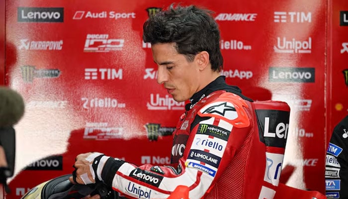 Ducati Team Marc Marquez looks on before the start of the 2026 MotoGP Red Bull Grand Prix of the United States at Circuit of The Americas, Austin. —Reuters