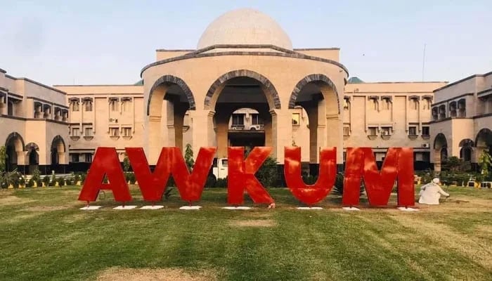 This image released on October 4, 2022, shows the Abdul Wali Khan University building. — Facebook@awkumofficial