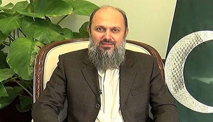 Federal Minister for Commerce Jam Kamal Khan gesture during an event. — Radio Pakistan/File