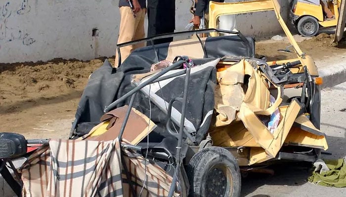 This representational image shows a damaged auto rickshaw. — INP
