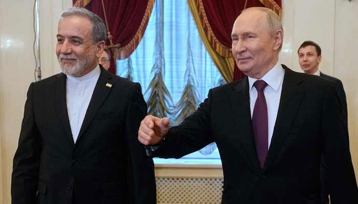 Russian President Vladimir Putin and Iranian Foreign Minister Abbas Araghchi attend a meeting at the Boris Yeltsin Presidential Library in Saint Petersburg, Russia April 27, 2026.— Reuters