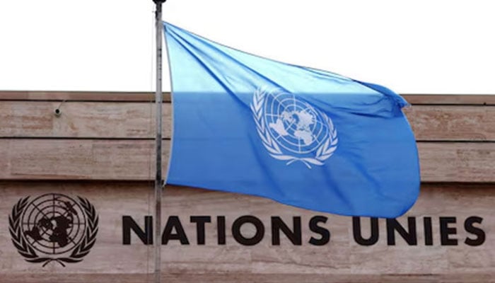 A flag is seen on a building during the Human Rights Council at the United Nations in Geneva, Switzerland February 27, 2023. — Reuters