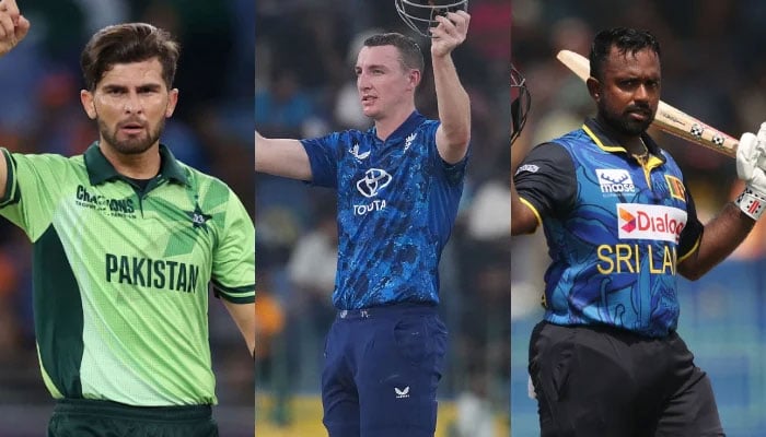 The collage of photos shows Pakistan captain Shaheen Afridi (left), Englands Harry Brook (centre) and Sri Lankas Charith Asalanka. — AFP