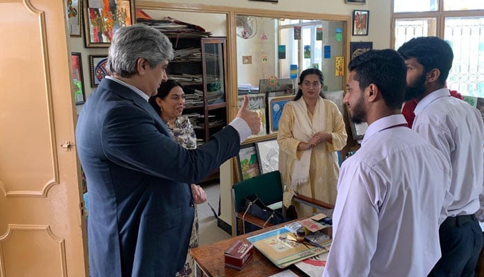 Secretary Ministry of Federal Education and Professional Training Nadeem Mahbub visits the National Special Education Centre for Hearing Impaired Children on April 22, 2026. — Facebook@mofept