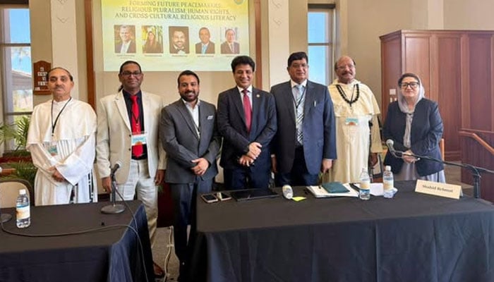 Senator Khalil Tahir Sandhu and Shahid Rehmat, Executive Director of the Youth Development Foundation (YDF) are seen in this group photo on April 26, 2026. — Facebook@Pakistansenate