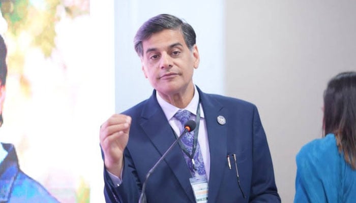 Post Graduate Medical Institute (PGMI) Principal Prof Dr Farooq Afzal addressing an event on April 21, 2026. — Facebook@amcpgmi