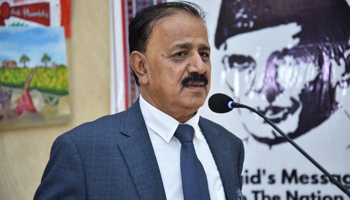 Chairman Board of Intermediate Education Karachi (BIEK) Professor Faqir Muhammad Lakho addressing an event on September 17, 2025. — Facebook@BIEKarachi