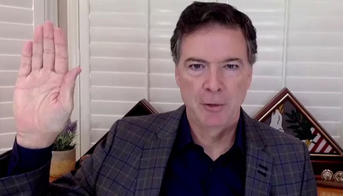 James Comey, former director of the Federal Bureau of Investigation (FBI), is seen as he is sworn in remotely from his home during a Senate Judiciary Committee hearing exploring the FBIs investigation of the 2016 Trump campaign and Russian election interference on Capitol Hill in Washington, US, September 30, 2020.—Reuters