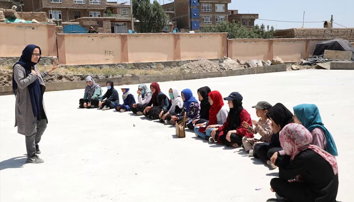 Schoolgirls attend psychotherapy class at a school in Kabul, Afghanistan May 26, 2021.—Reuters