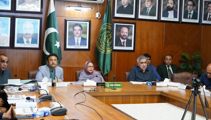 Faryal Talpur chairing a meeting of the Standing Committee on Home Affairs at the Sindh Assembly  on April 29, 2026. — Facebook@Bilawalhouse