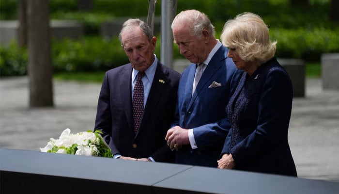 Britains King Charles and Queen Camilla visit the 9/11 Memorial during their state visit to the United States, in New York City, US, April 29, 2026.—Reuters