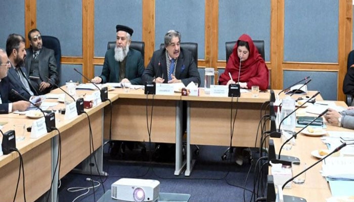 Senator Nasir Mehmood chairs a meeting of the Senate Standing Committee on Housing and Works on January 22, 2026. — Facebook@Pakistansenate