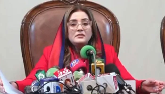 Punjab Information and Culture Minister Azma Bokhari addresses a press conference on December 30, 2025. — Screengrab via Facebook@DirectorateGeneralPublicRelationsPunjab
